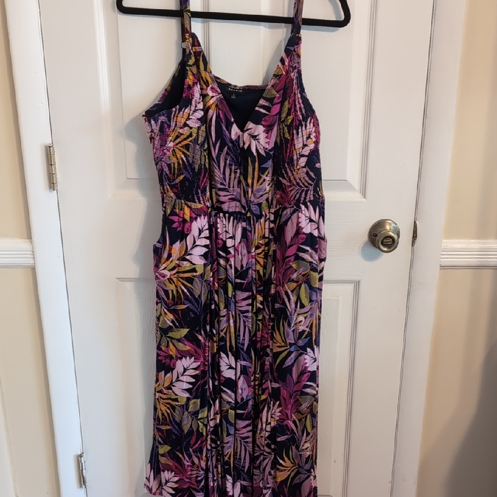 Torrid Floral Maxi Dress - Pink and Yellow on Black